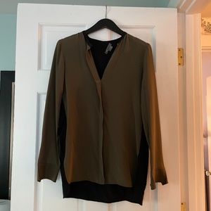 Vince Relaxed Long Sleeve Silk Blouse